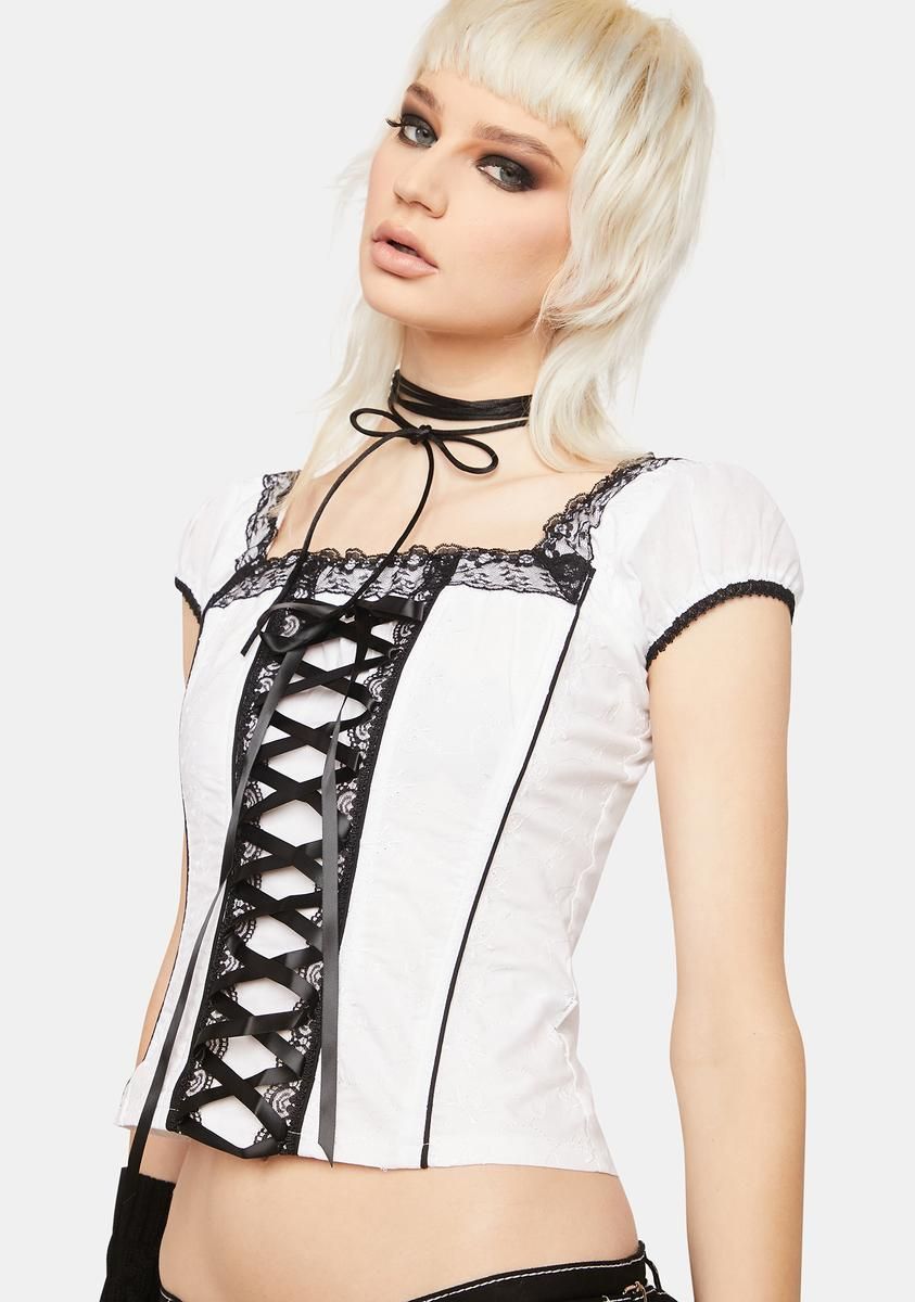 Cap Sleeve Skull Embroidery Corset sold by Dolls Kill product image thumbnail 2