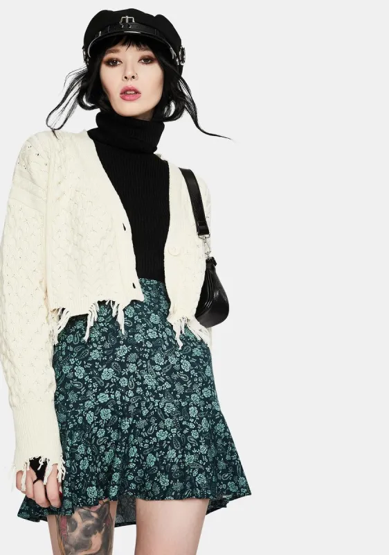 Gaelle Mono Paisley Sage Mini Skirt sold by Dolls Kill