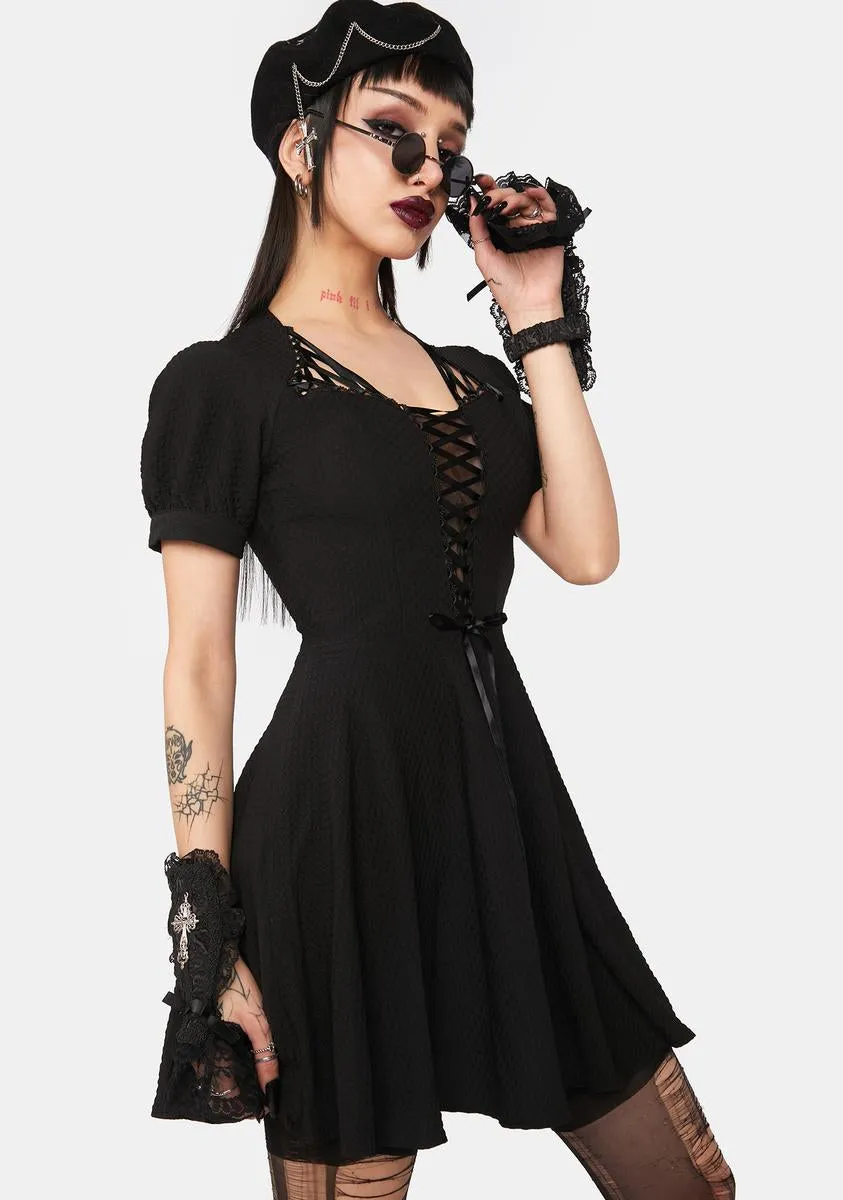 Puff Sleeve Lace Up Mini Dress sold by Dolls Kill product image thumbnail 2