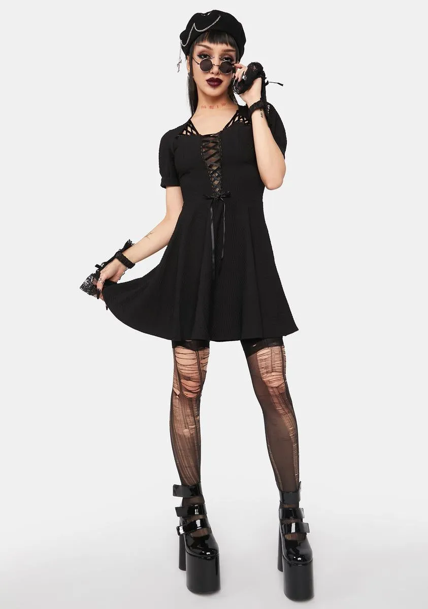 Puff Sleeve Lace Up Mini Dress sold by Dolls Kill product image thumbnail 3