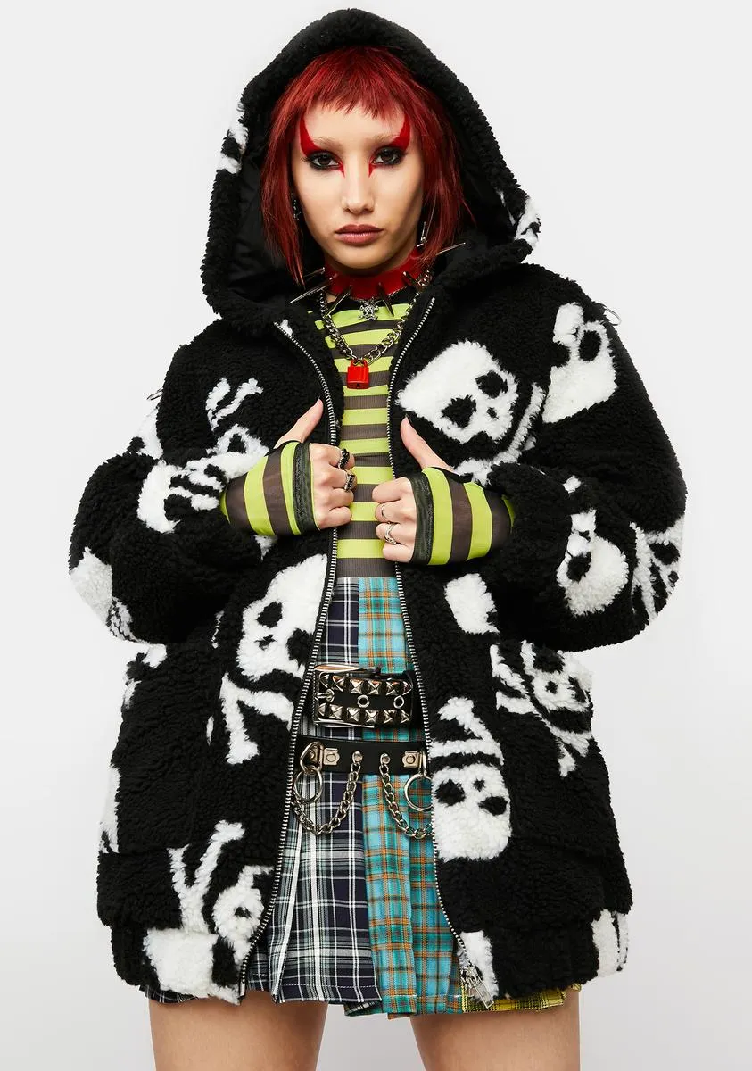 Skull On My Sleeve Sherpa Jacket sold by Dolls Kill