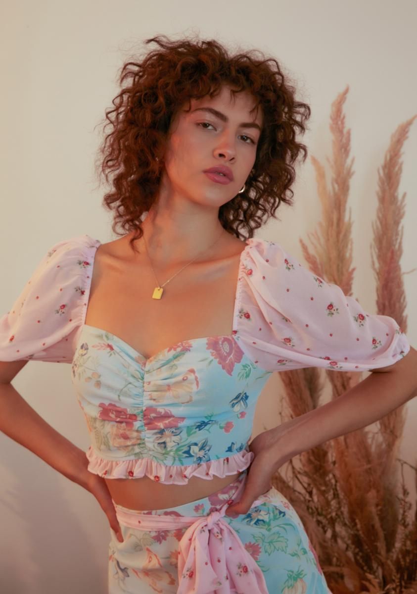 Pat A Cake Ruffle Chiffon Crop Top sold by Dolls Kill