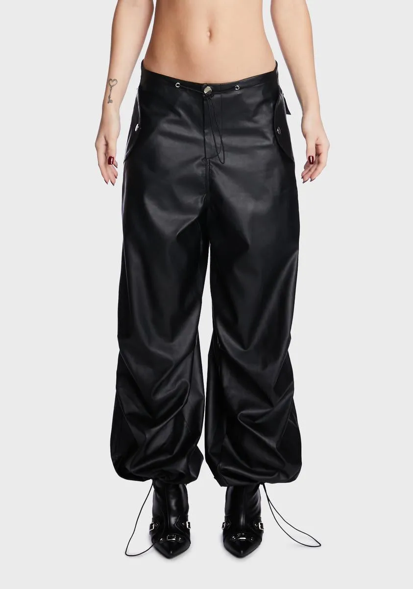Rebel Faux Leather Cargo Pants sold by Dolls Kill