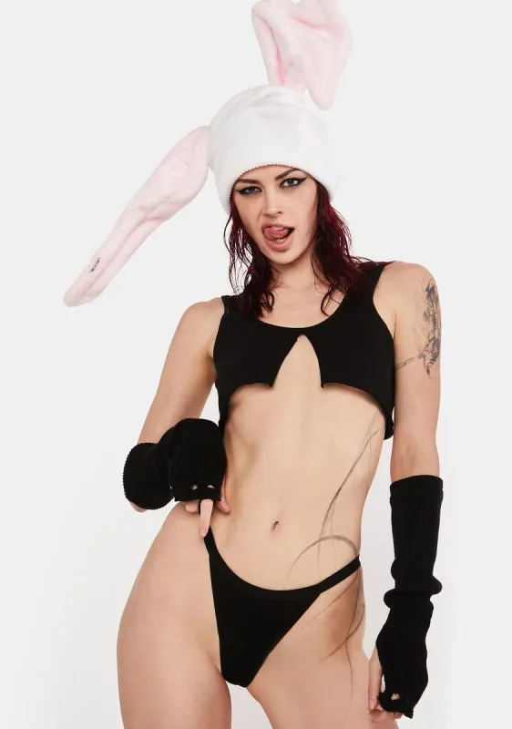 Black Rabbit Thong sold by Dolls Kill