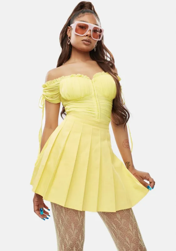 Lemon Just Like Candy Pleated Skirt sold by Dolls Kill