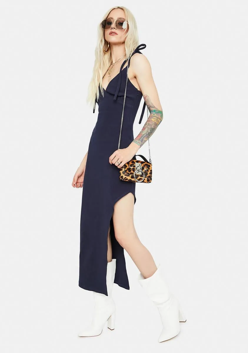 Navy Call Me Chic Tie Strap Midi Dress sold by Dolls Kill product image thumbnail 3