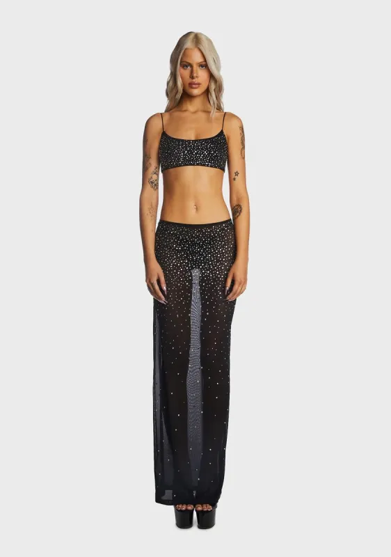 Black Embellished Skirt Set sold by Dolls Kill