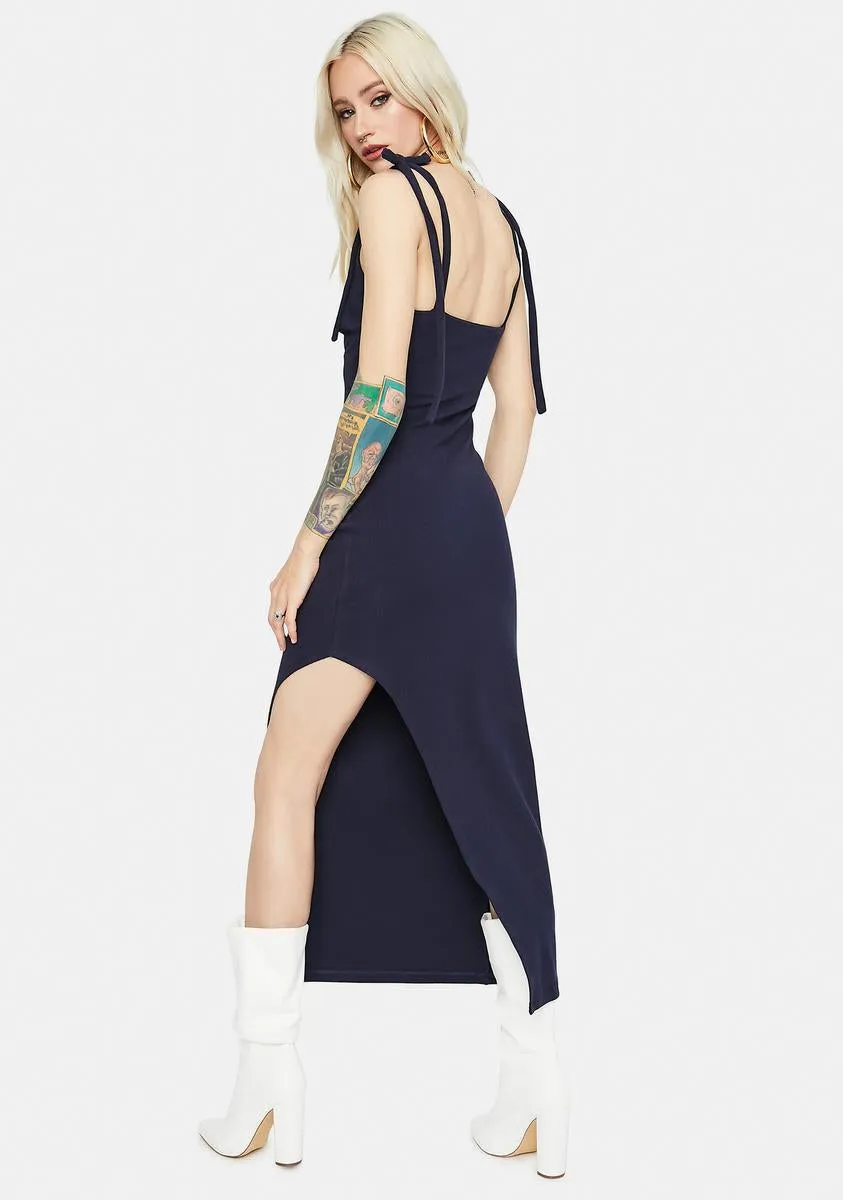 Navy Call Me Chic Tie Strap Midi Dress sold by Dolls Kill product image thumbnail 4