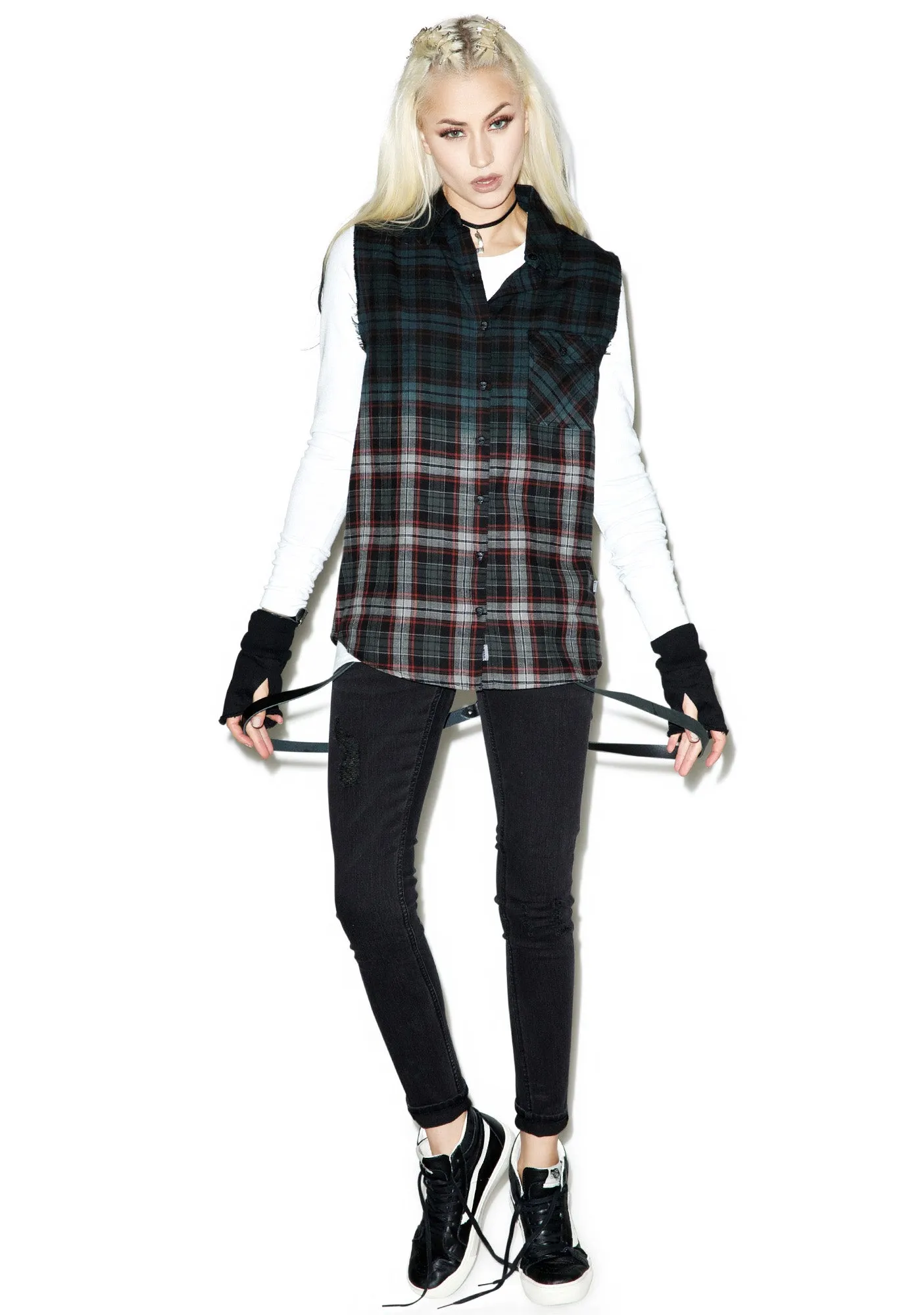 Dip Dye Sleeveless Flannel sold by Dolls Kill product image thumbnail 4