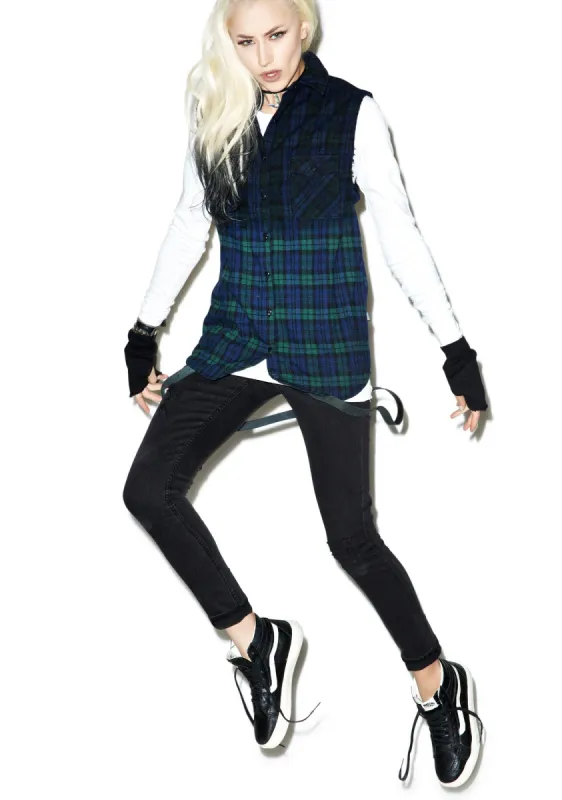Dip Dye Sleeveless Flannel sold by Dolls Kill