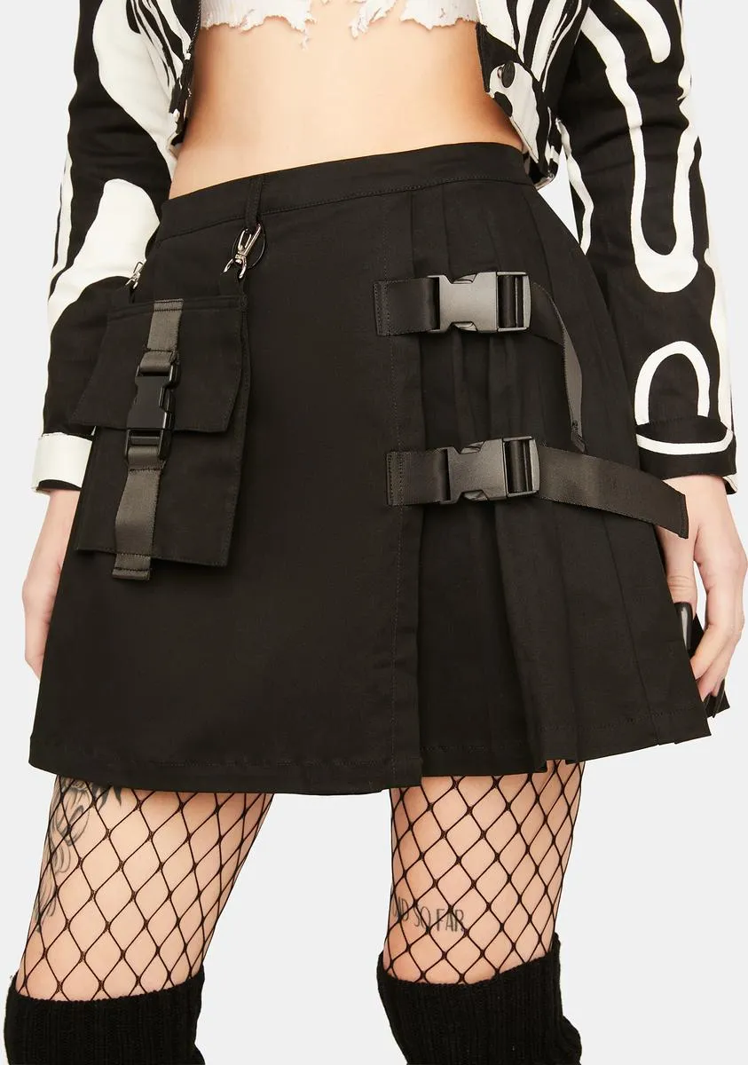 Goth Buckle Mini Skirt sold by Dolls Kill