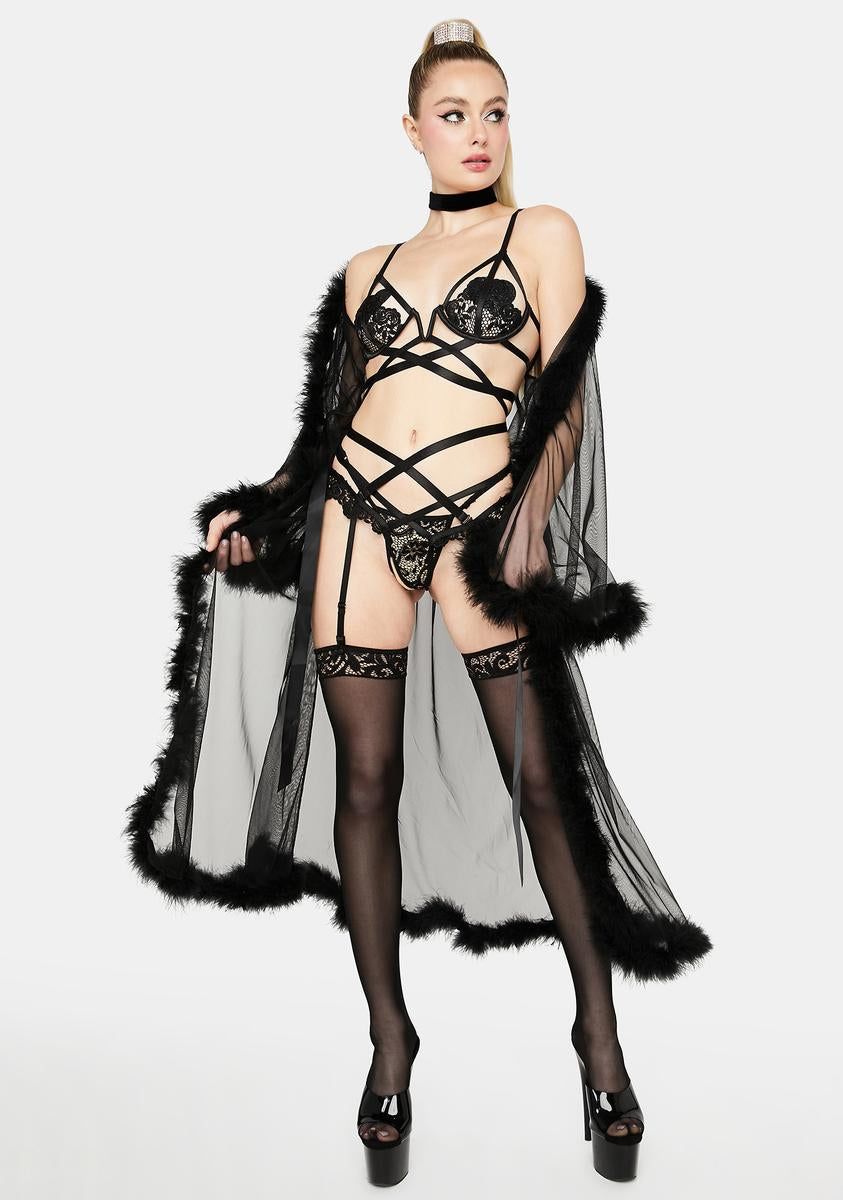 Embroidered Lace Strappy Underwire Lingerie Set sold by Dolls Kill product image thumbnail 3