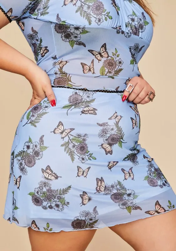 Plus Scenic Vision Mesh Mini Skirt sold by Dolls Kill