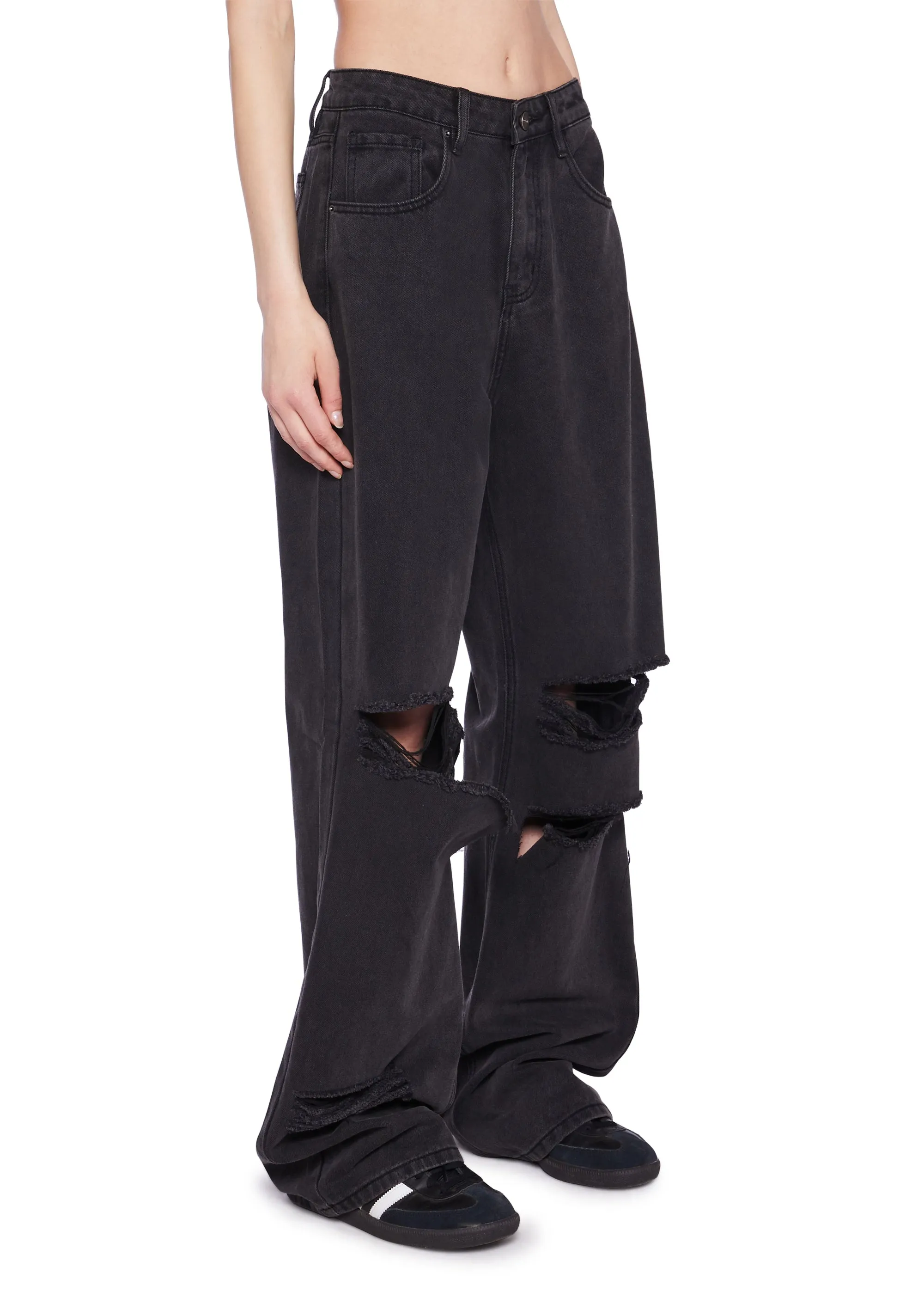 High Rise Wide Leg Skater Denim Jeans sold by Dolls Kill product image thumbnail 3