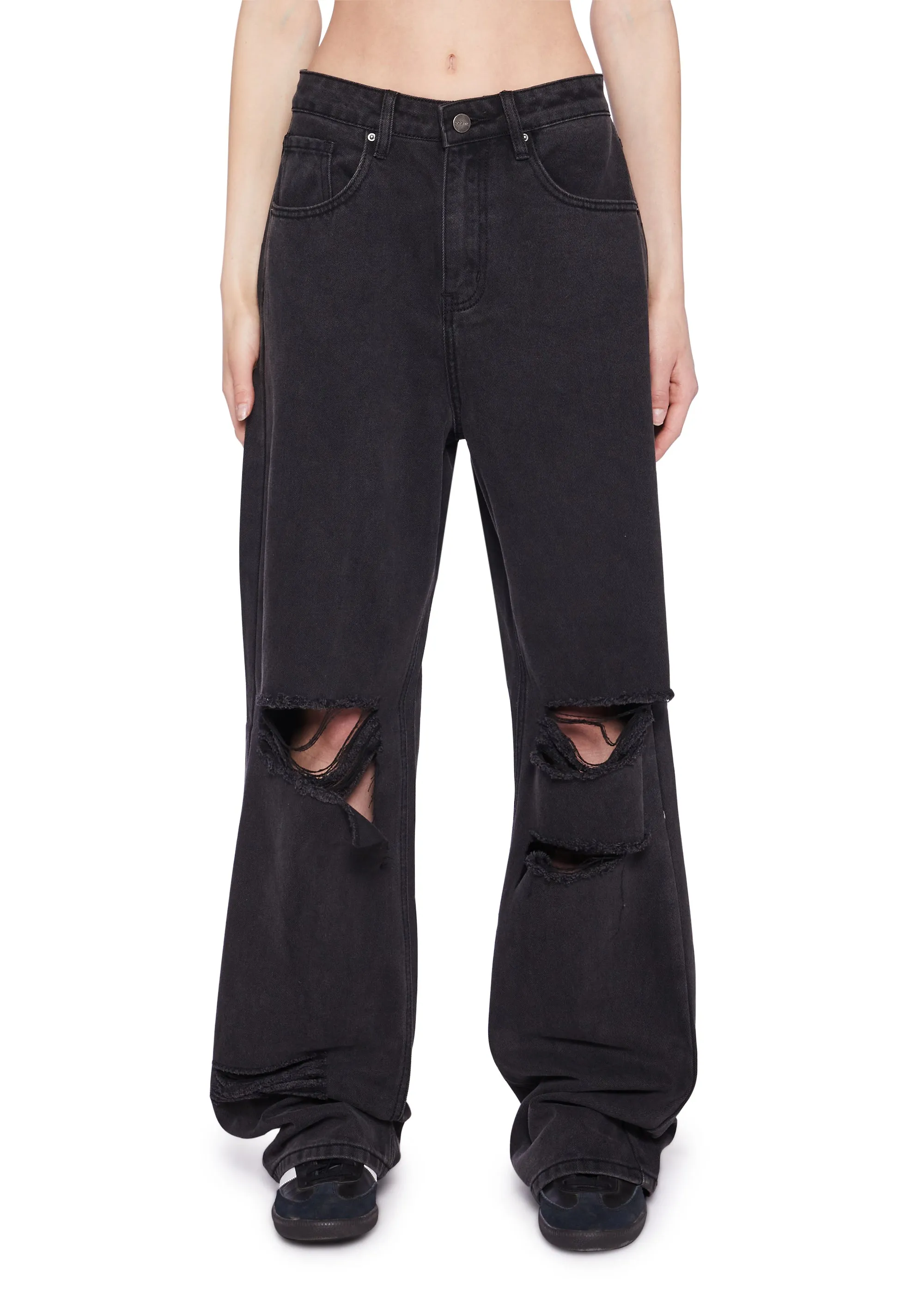 High Rise Wide Leg Skater Denim Jeans sold by Dolls Kill