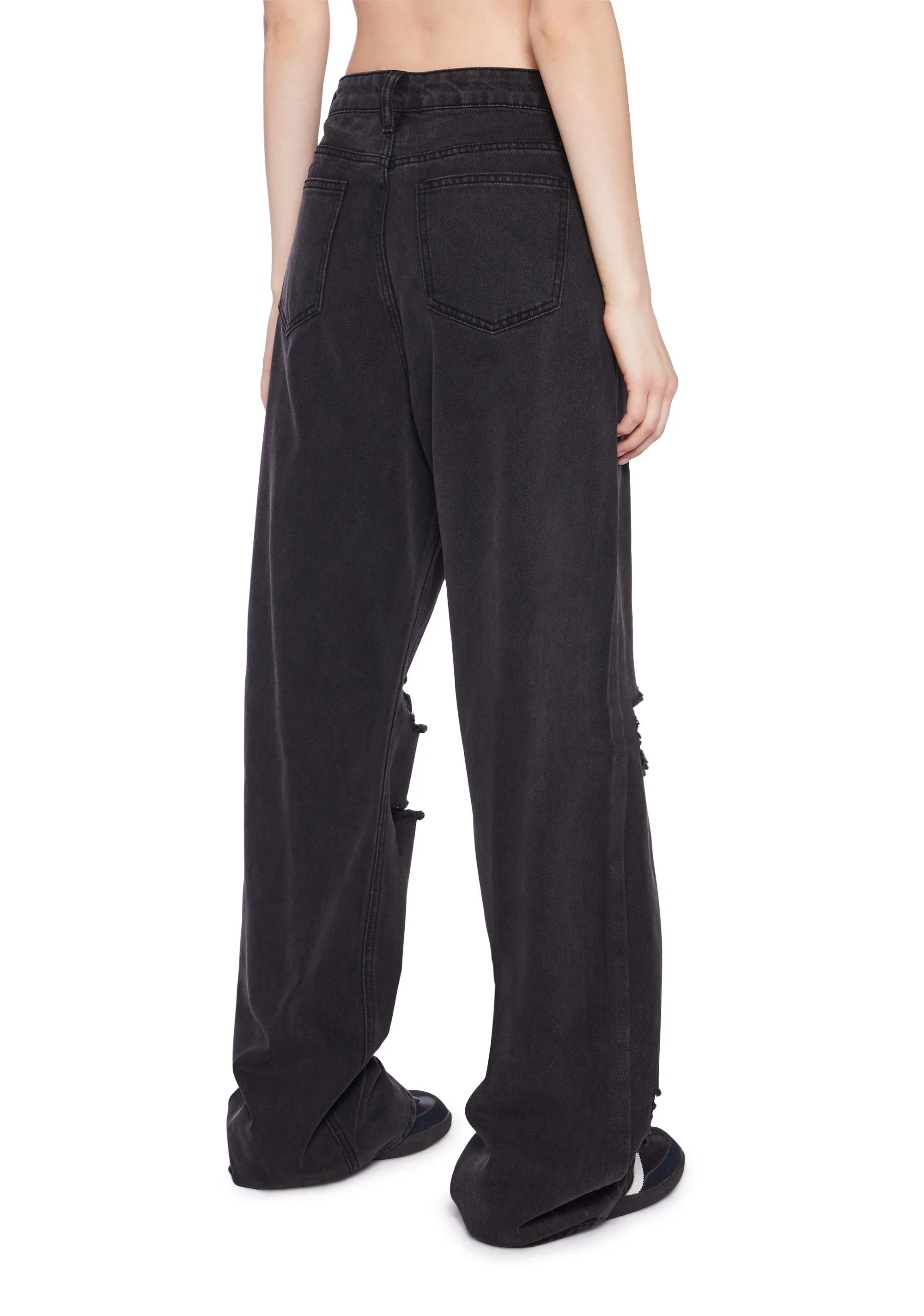 High Rise Wide Leg Skater Denim Jeans sold by Dolls Kill product image thumbnail 4