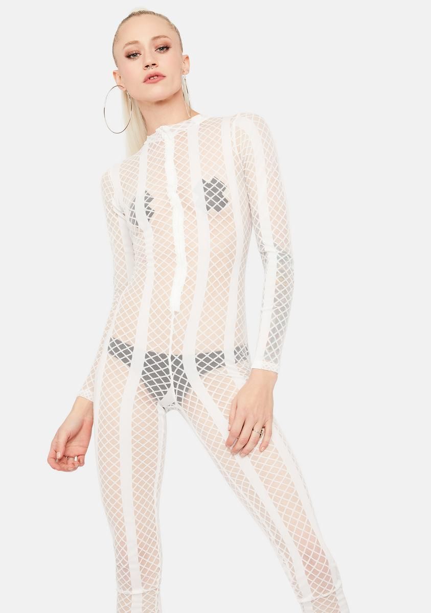 Purely Your Bad Habit Fishnet Catsuit sold by Dolls Kill