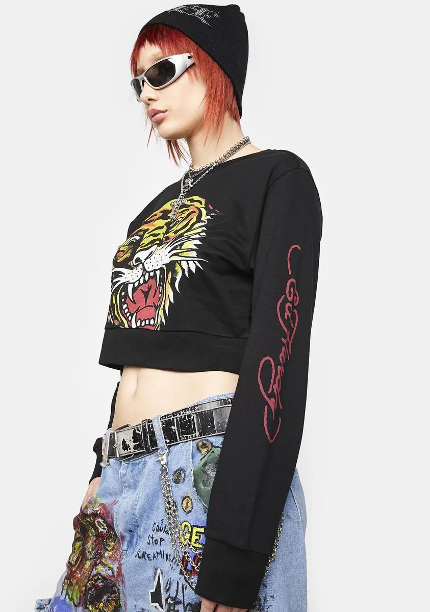 Tiger Head Cropped Sweatshirt sold by Dolls Kill product image thumbnail 2