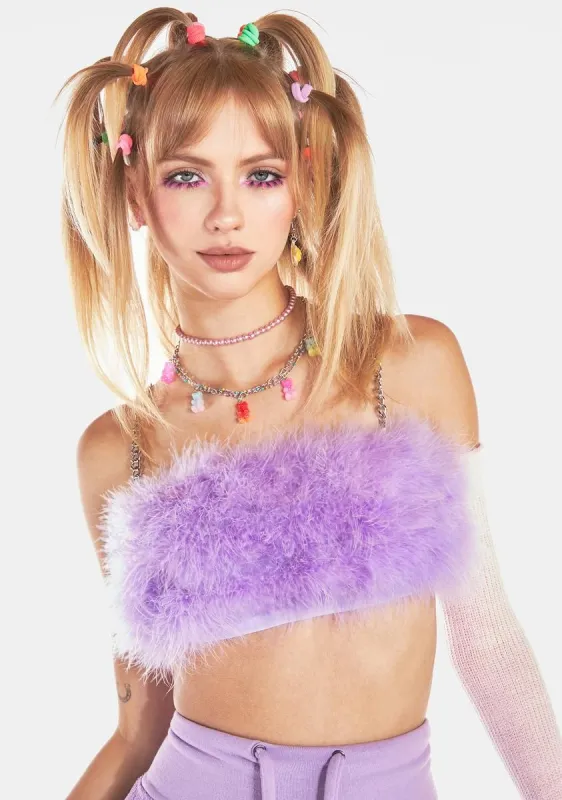 So Enchanting Marabou Crop Top sold by Dolls Kill