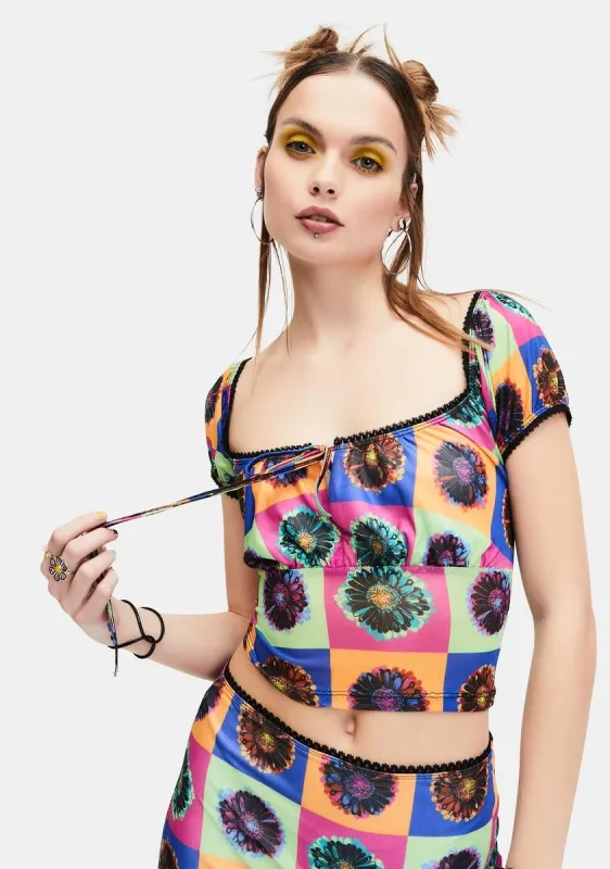 Neo-Psychedelic Mesh Crop Top sold by Dolls Kill