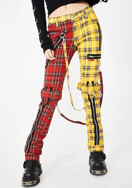Split Leg Plaid Bondage Pants sold by Dolls Kill