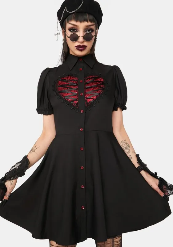 Heart Button Mini Dress sold by Dolls Kill