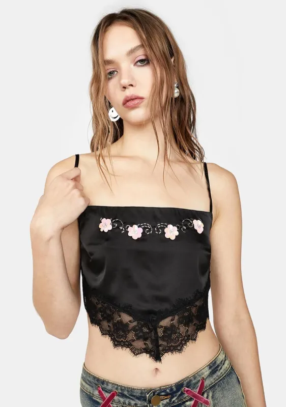 Mad Flirt Satin Crop Top sold by Dolls Kill