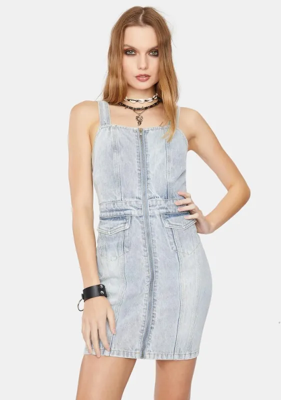 Seemed Pinnie Denim Mini Dress made by Dolls Kill