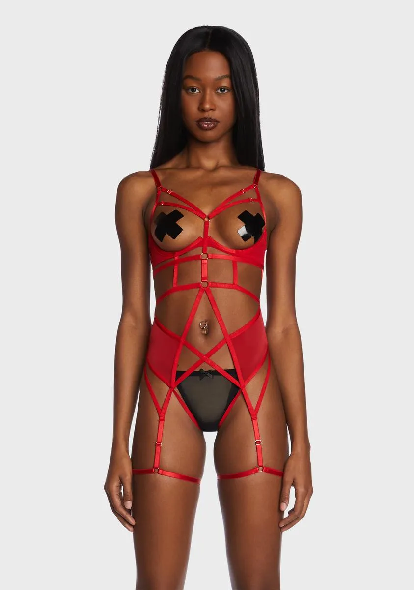 Sarah Open Cup Strappy Bodysuit sold by Dolls Kill