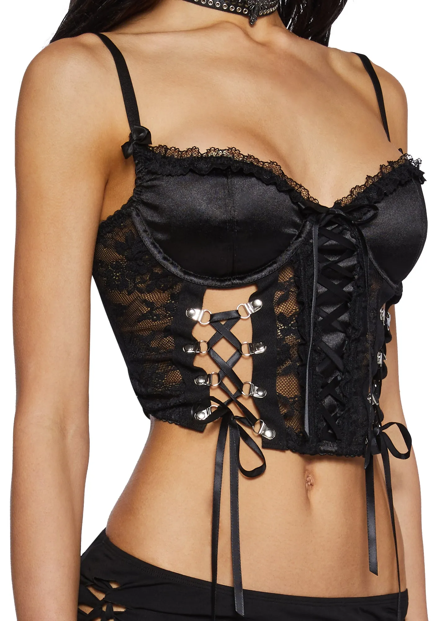 Lovers Lane Corset Top-Black sold by Dolls Kill product image thumbnail 5
