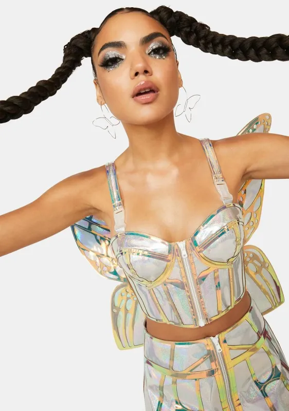Butterfly Supreme Holographic Bustier Top sold by Dolls Kill