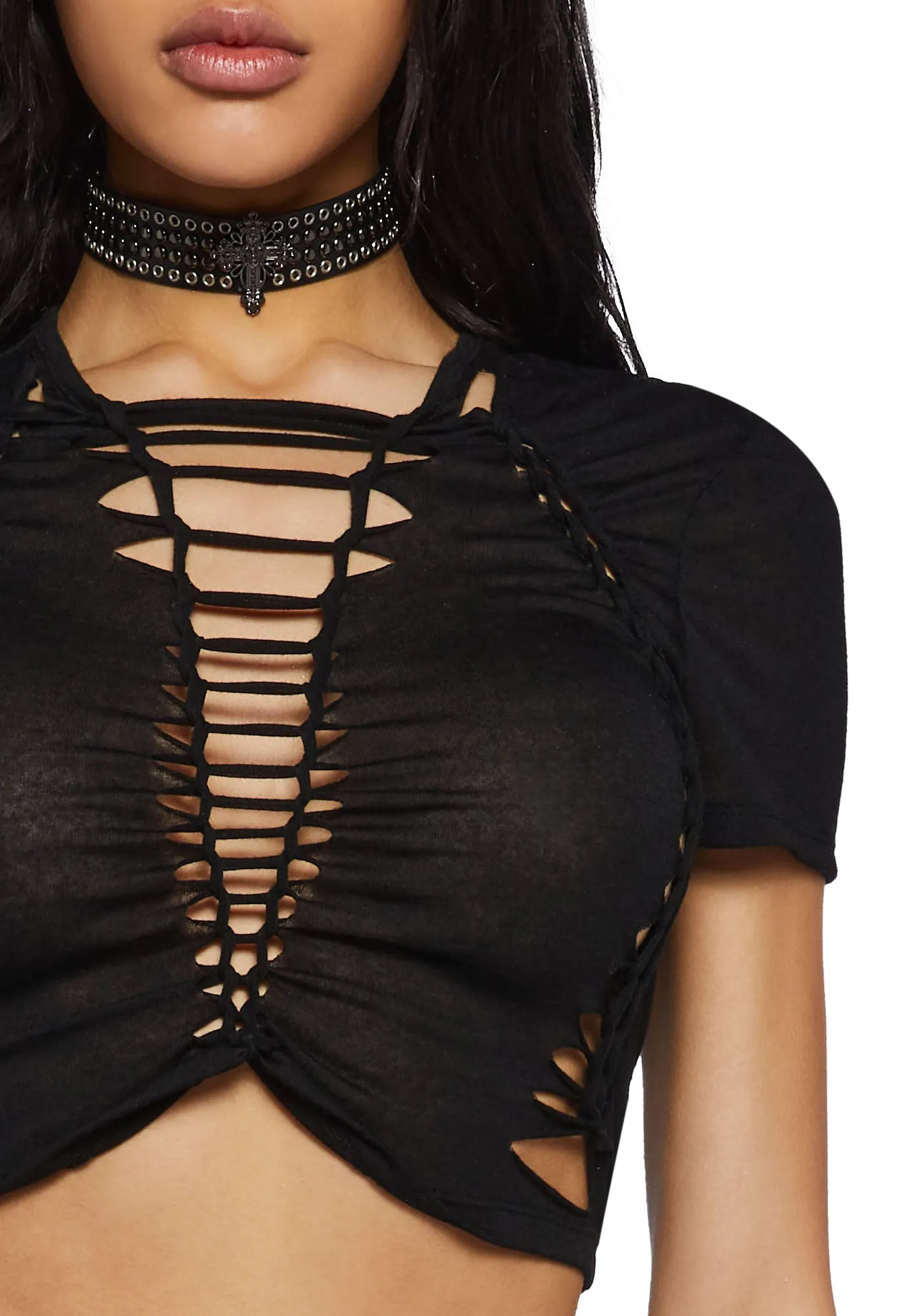 You’re All I Need Shredded Crop Top sold by Dolls Kill product image thumbnail 5