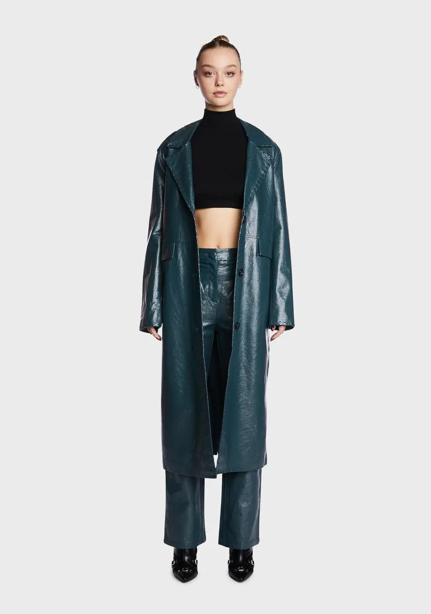 Roz Faux Leather Longline Coat sold by Dolls Kill