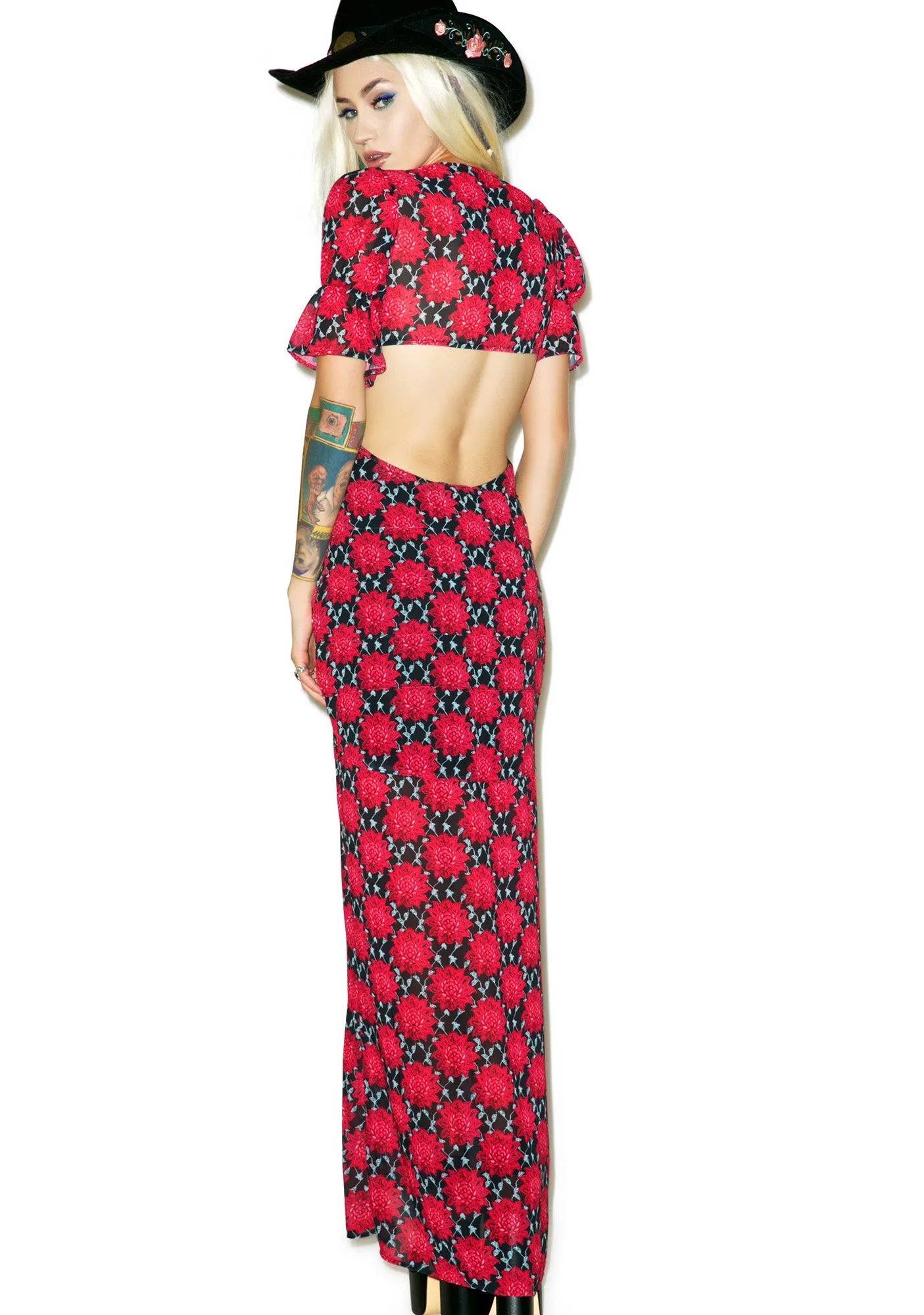 Clover Maxi Dress in Crimson sold by Dolls Kill product image thumbnail 3
