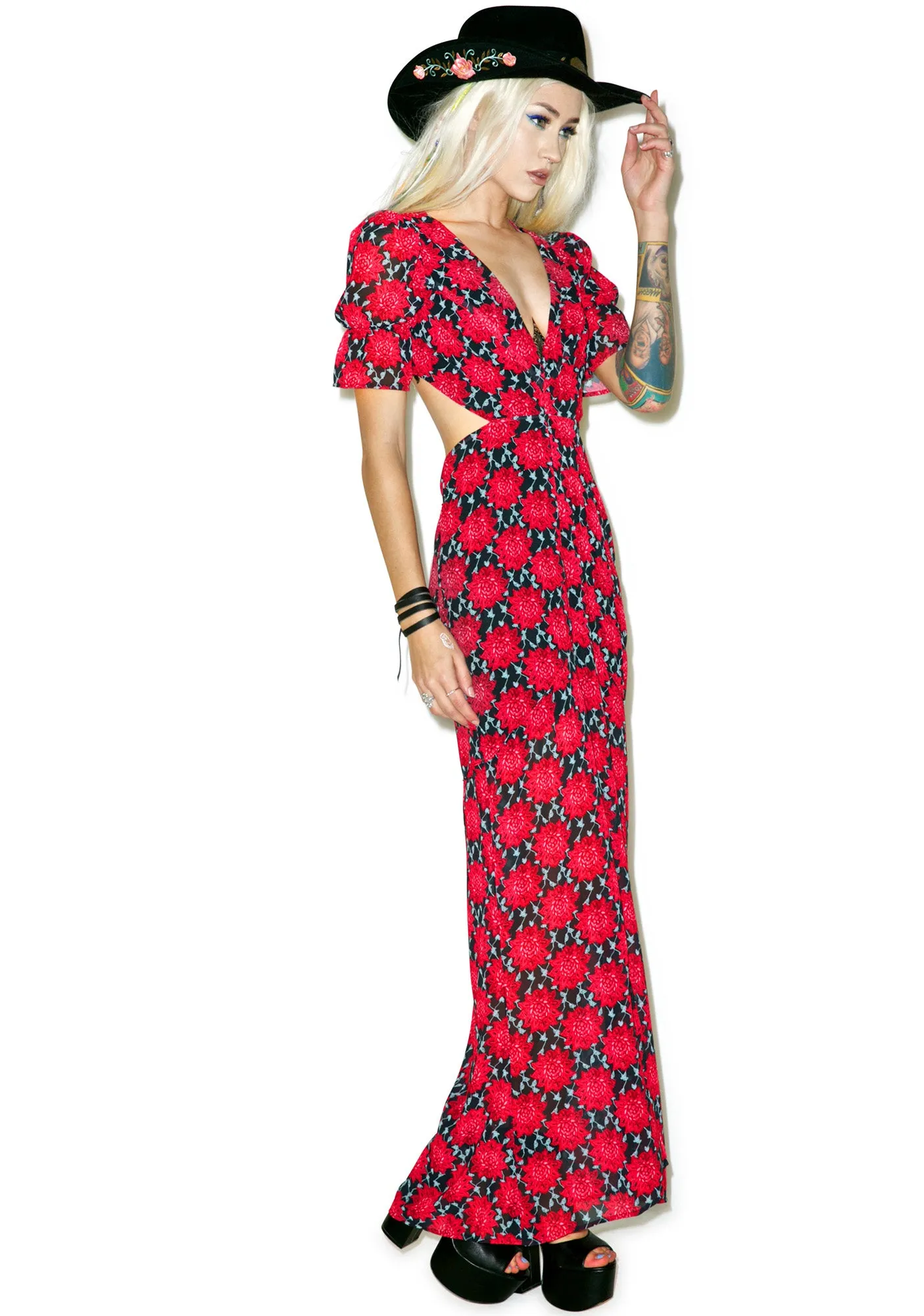Clover Maxi Dress in Crimson sold by Dolls Kill product image thumbnail 4