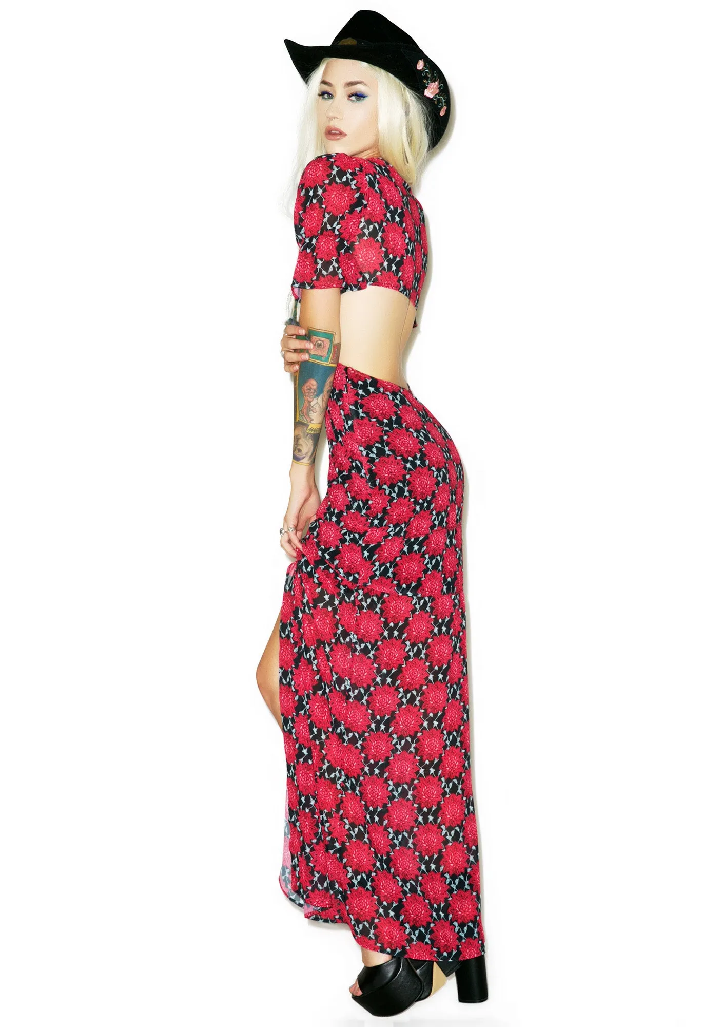 Clover Maxi Dress in Crimson sold by Dolls Kill product image thumbnail 5