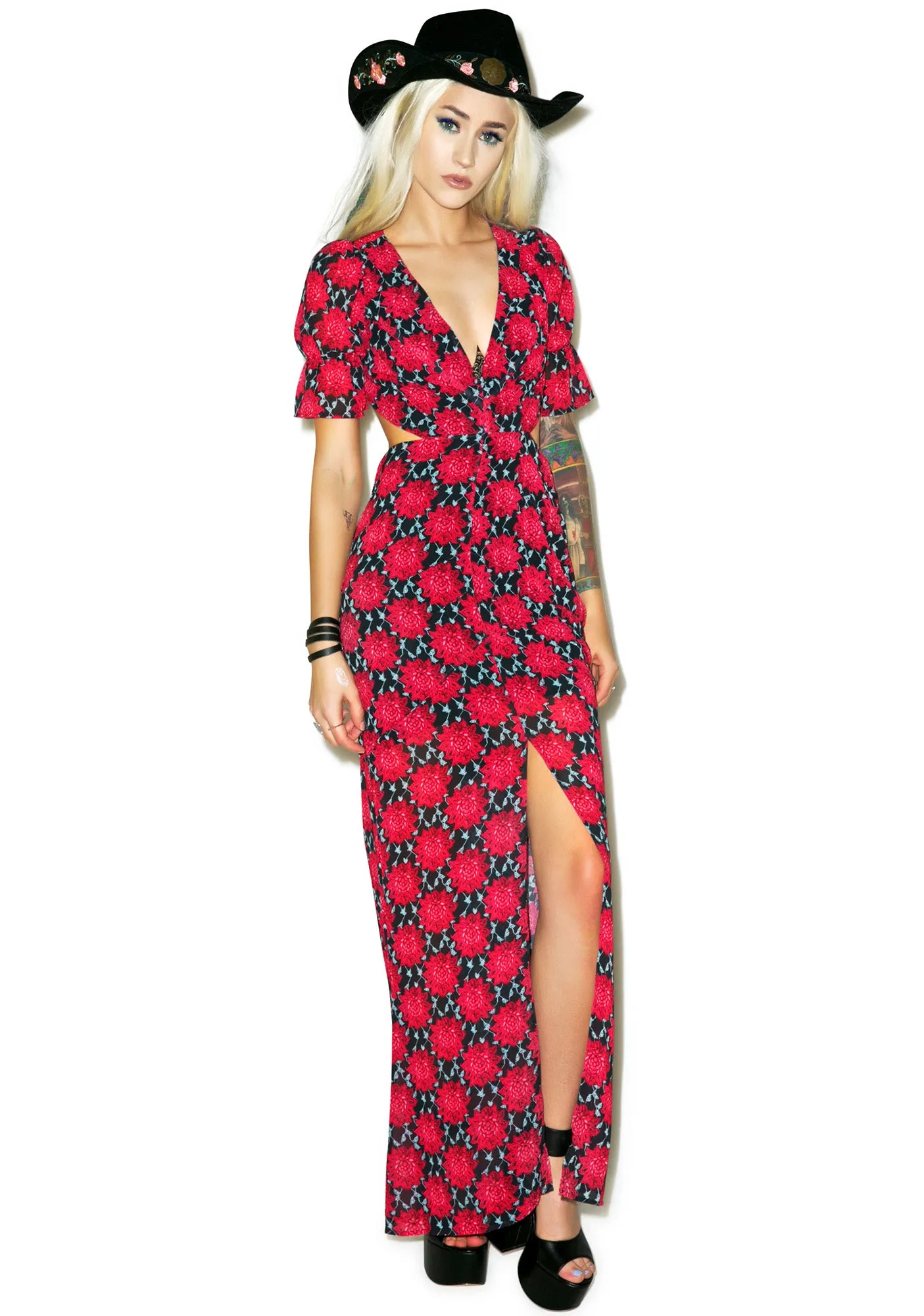 Clover Maxi Dress in Crimson sold by Dolls Kill product image thumbnail 2