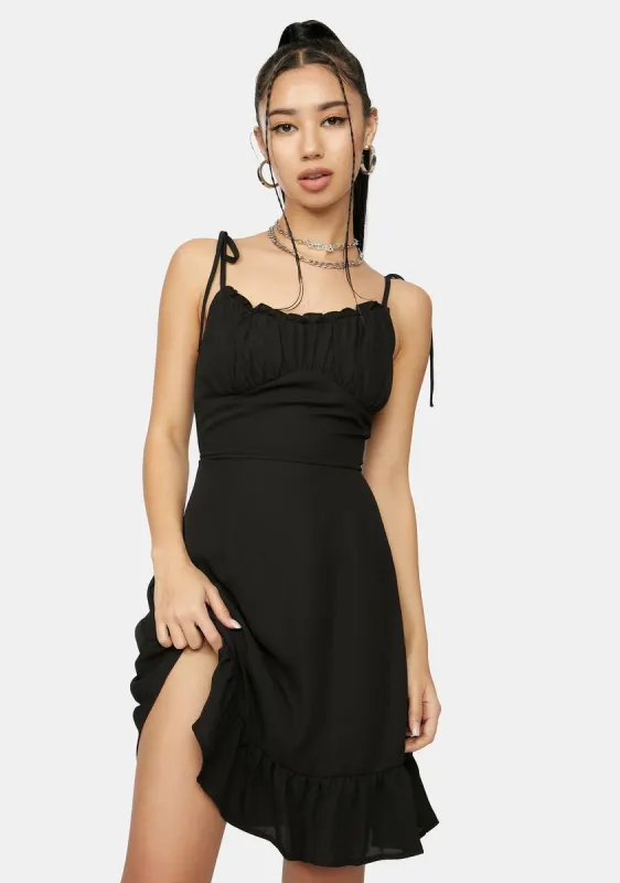 Ink No Promises Ruffle Tie Strap Mini Dress sold by Dolls Kill