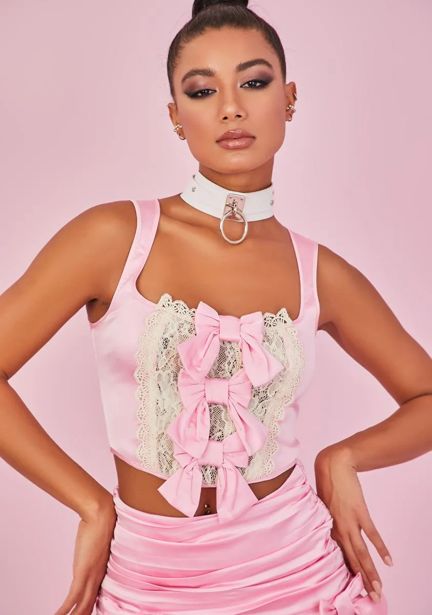 Pampered Princess Satin Corset Top sold by Dolls Kill