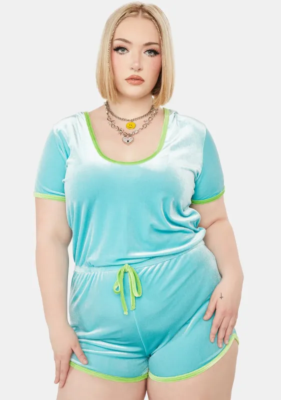 Plus Sky Fun Challenge Velour Romper sold by Dolls Kill