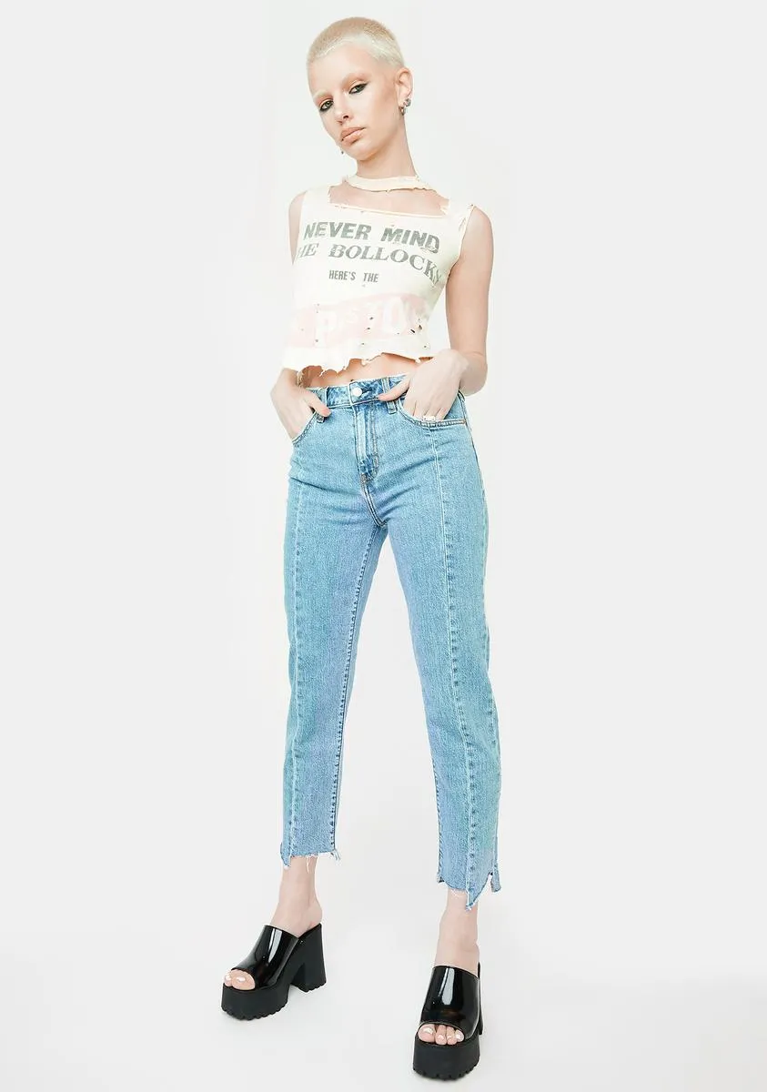 Straight Up With Busted Seam High Rise Straight Jeans sold by Dolls Kill product image thumbnail 3