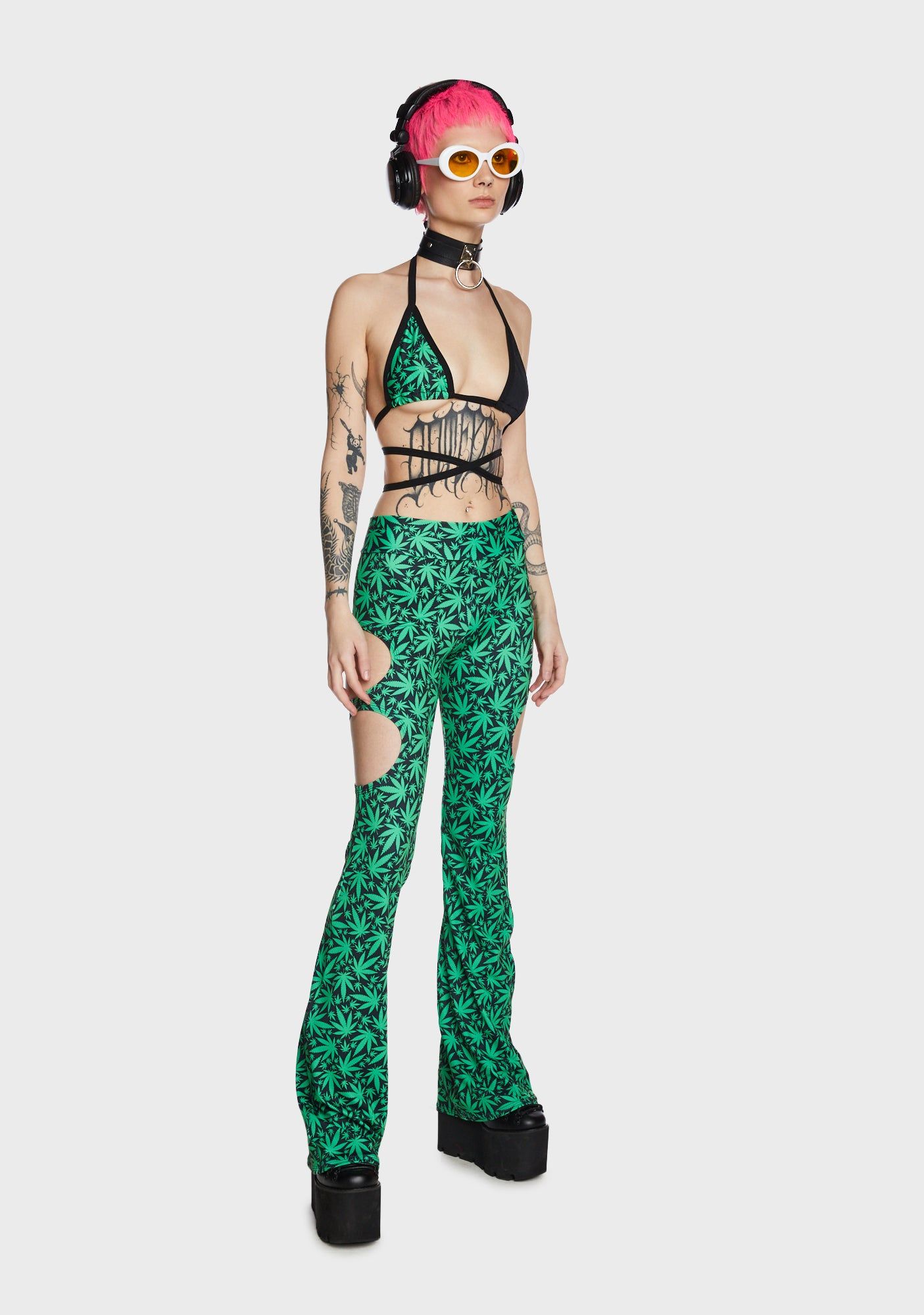 Puff Puff Cut Out Flare Bottoms sold by Dolls Kill product image thumbnail 5