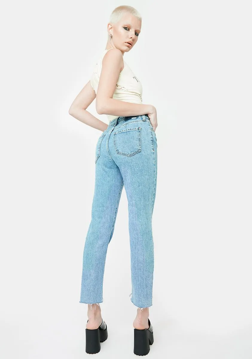 Straight Up With Busted Seam High Rise Straight Jeans sold by Dolls Kill product image thumbnail 4