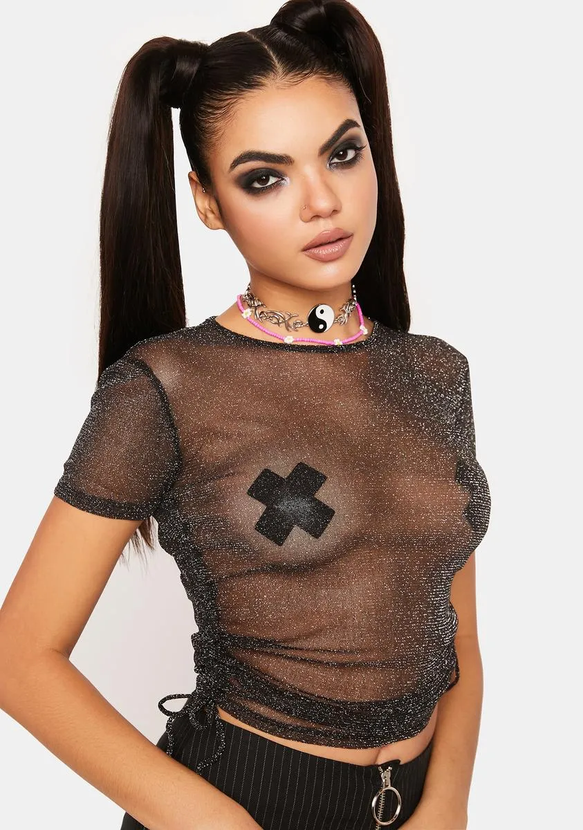 Rumor Has It Mesh Shimmer Top sold by Dolls Kill product image thumbnail 2