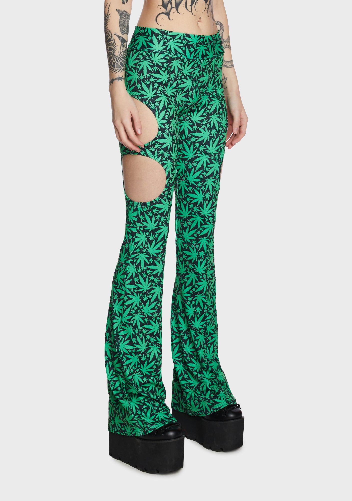 Puff Puff Cut Out Flare Bottoms sold by Dolls Kill product image thumbnail 3