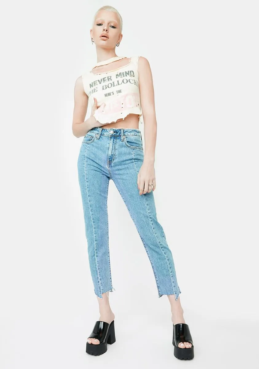 Straight Up With Busted Seam High Rise Straight Jeans sold by Dolls Kill product image thumbnail 2