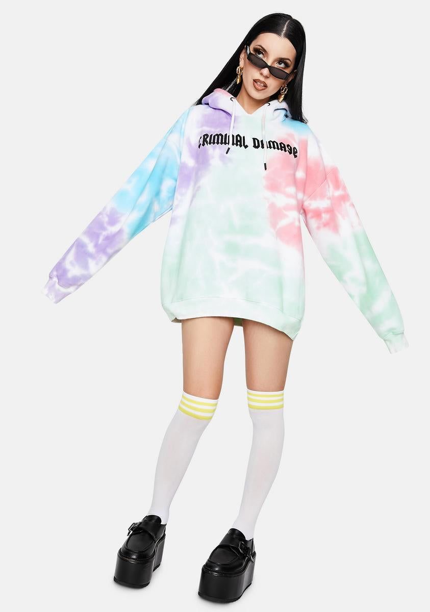 Tie Dye Embroidered Logo Hoodie sold by Dolls Kill product image thumbnail 3
