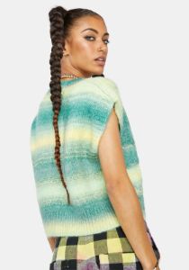 Green Multi Knit Sweater Vest sold by Dolls Kill