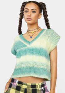 Green Multi Knit Sweater Vest sold by Dolls Kill