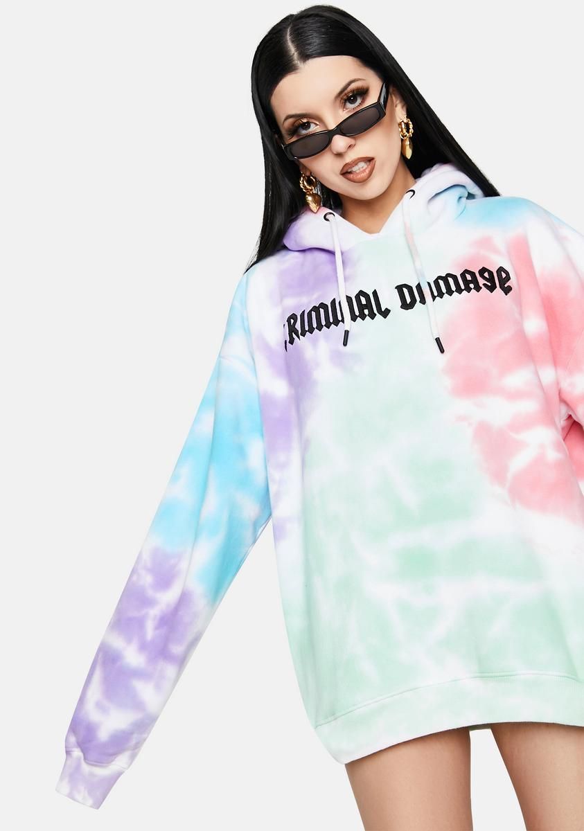 Tie Dye Embroidered Logo Hoodie sold by Dolls Kill